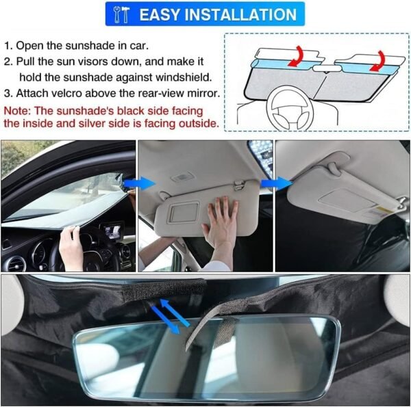 Car Shades for Front Windows,Car Shades for Front Windows,Automotive Window Sunshades,Auto Sun Blocker for Car Windshield,Sun Cover Shade,Sun Protector,Automotive Interior Sun Protection - Image 3